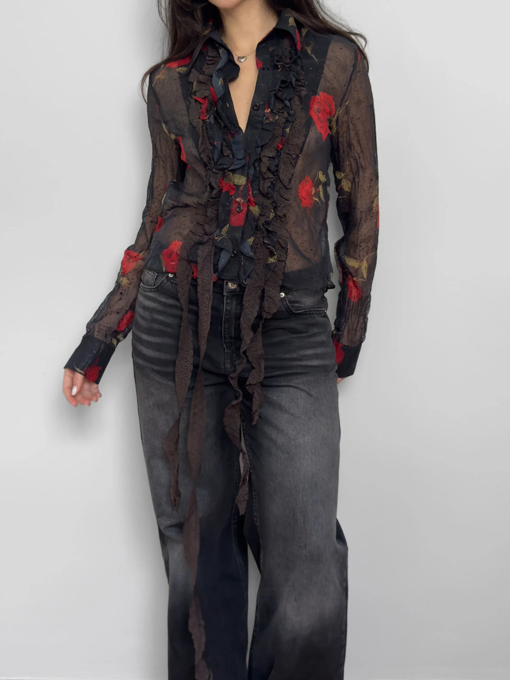 Ruffled Chiffon Shirt