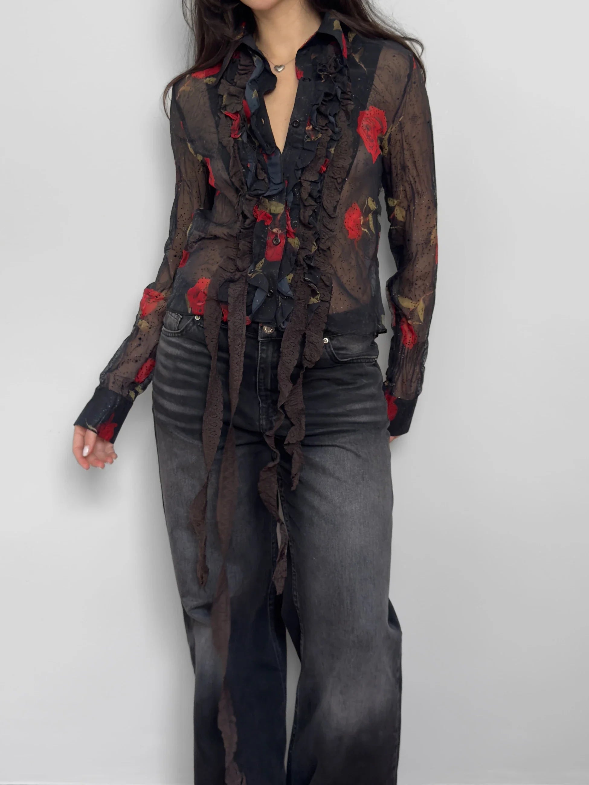 Ruffled Chiffon Shirt