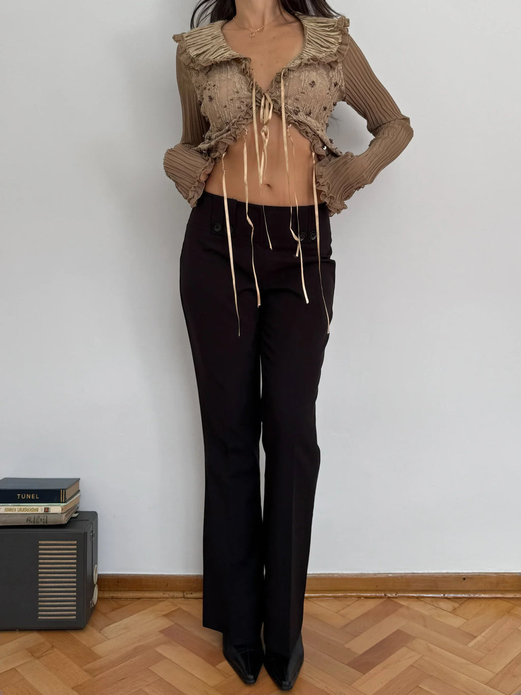 Lace-Detailed Tulle Blouse