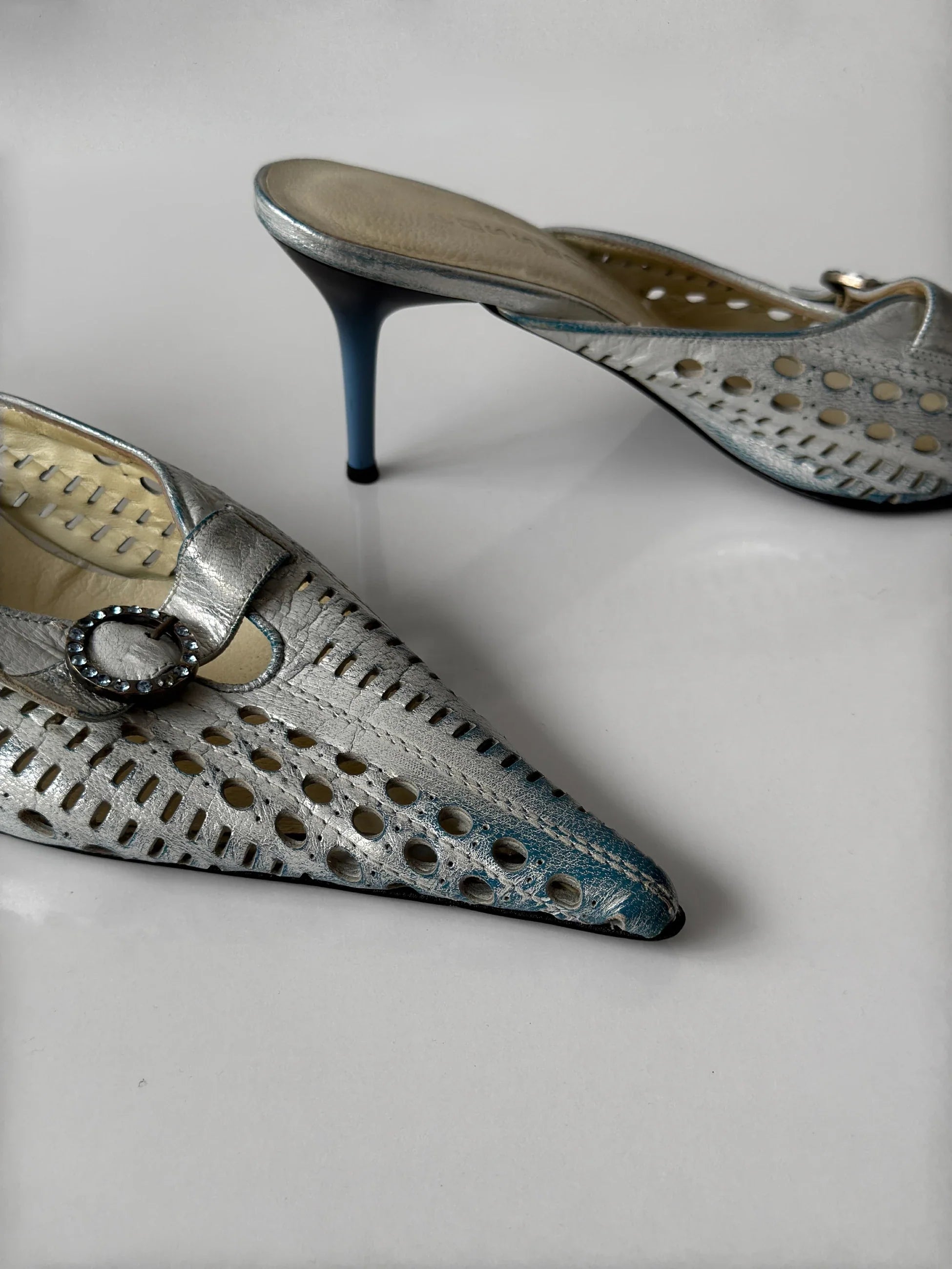 Metallic Heeled Mules