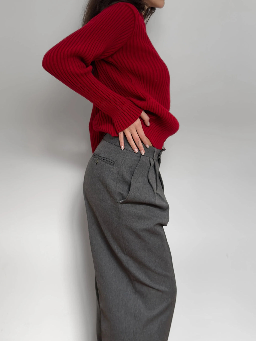 Red Wool Blend Knit Sweater