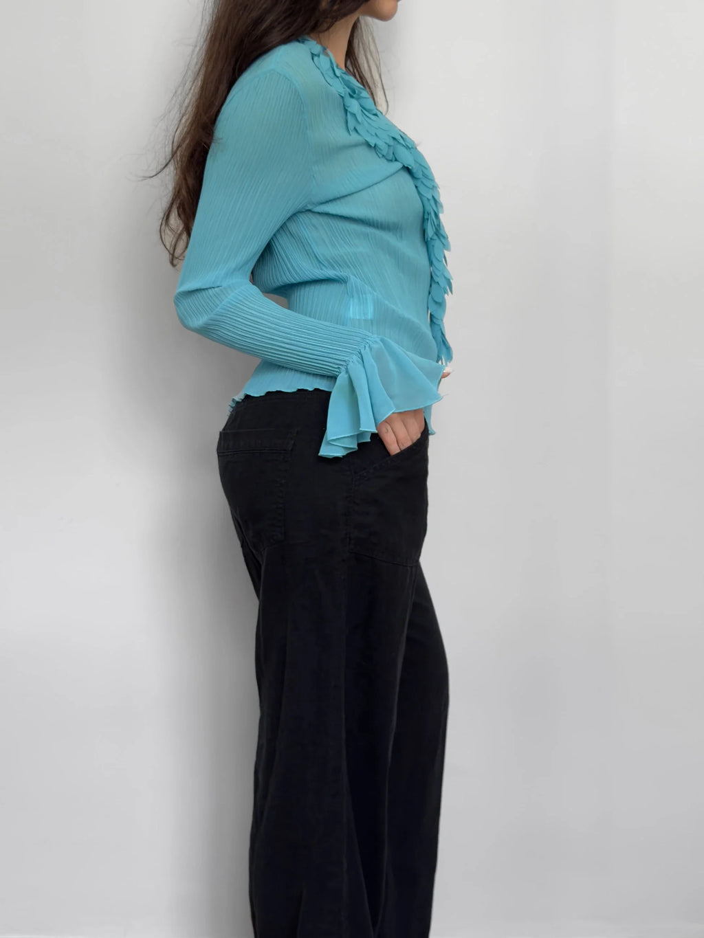 Blue Chiffon Blouse
