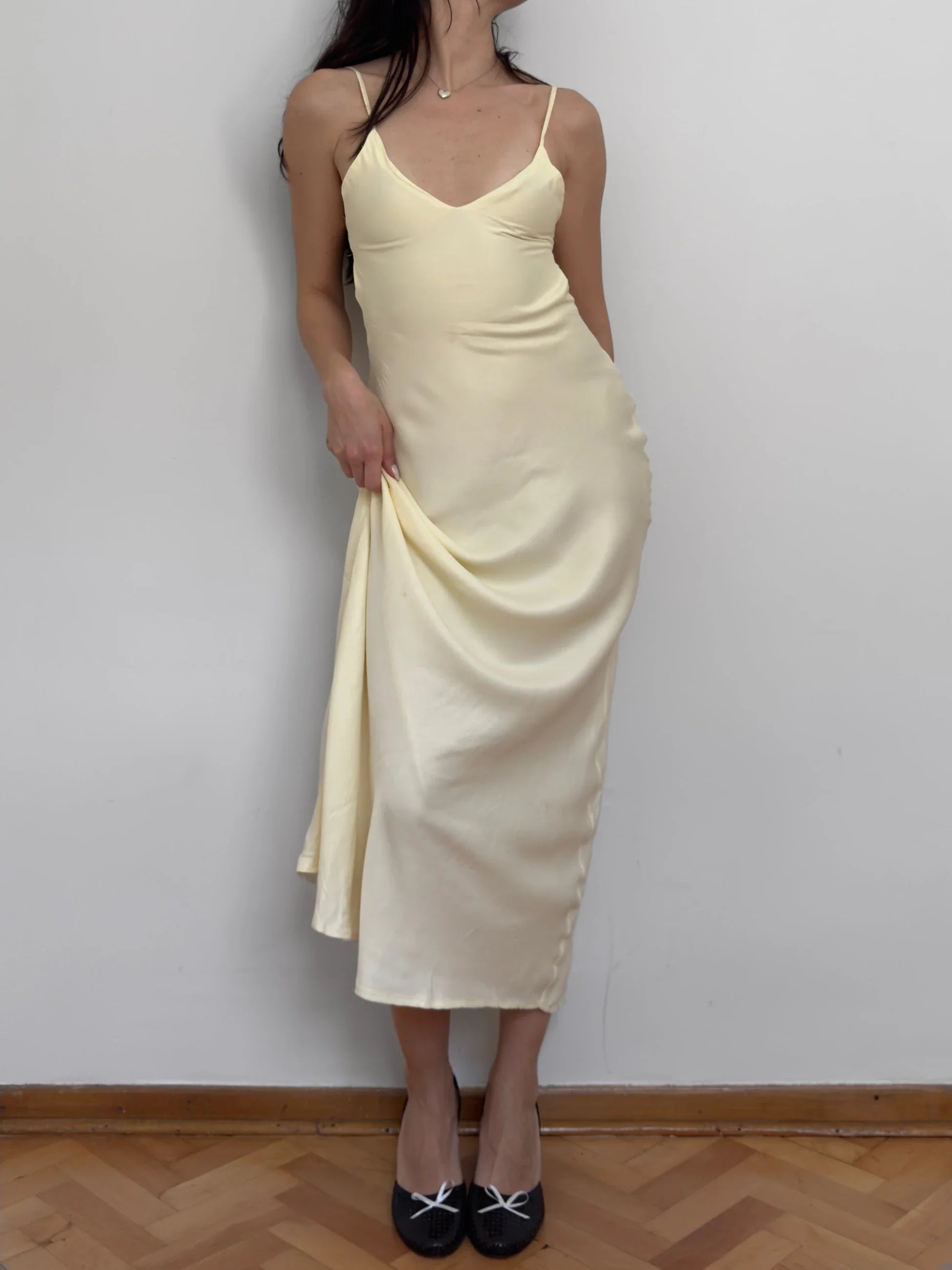 Yellow Satin Dress