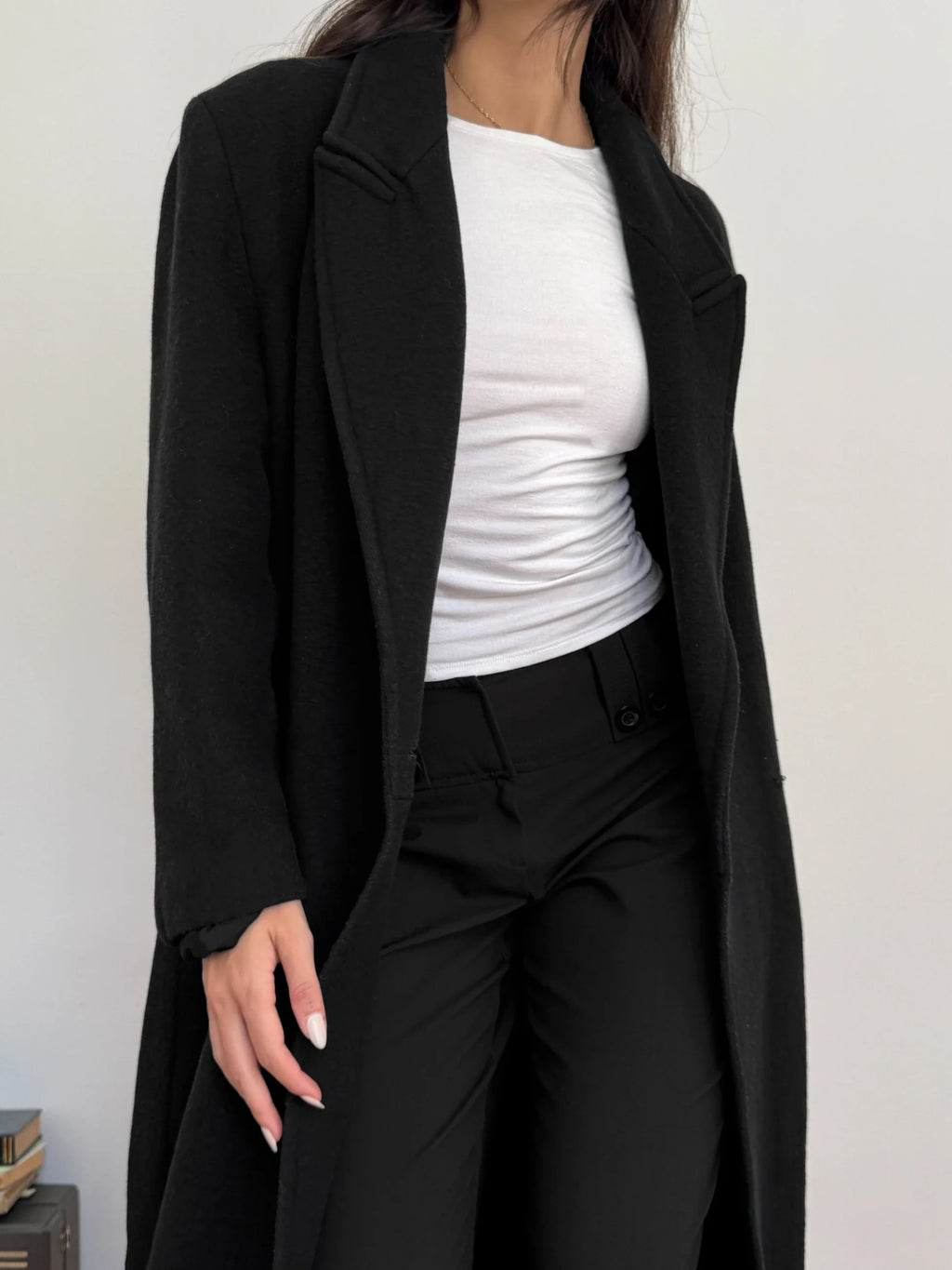 Black Wool Blend Coat