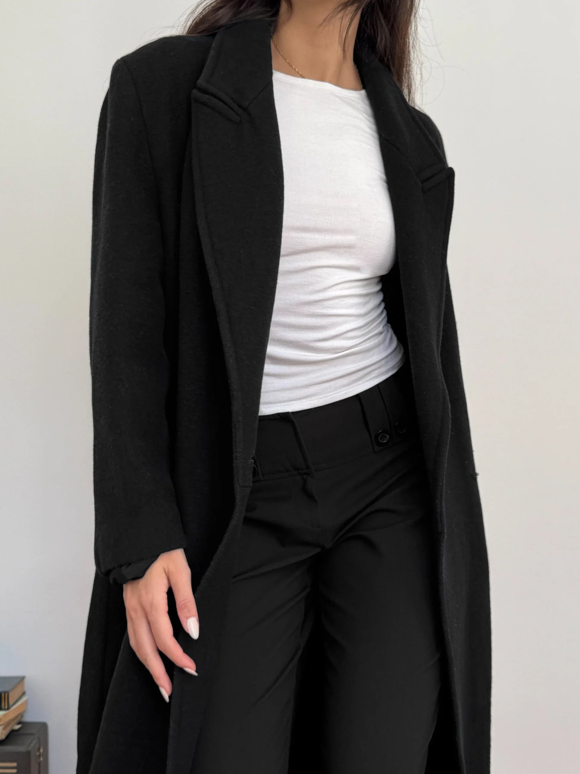 Black Wool Blend Coat