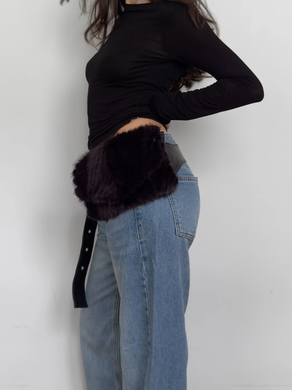 Fur-Trimmed Belted Waist Bag