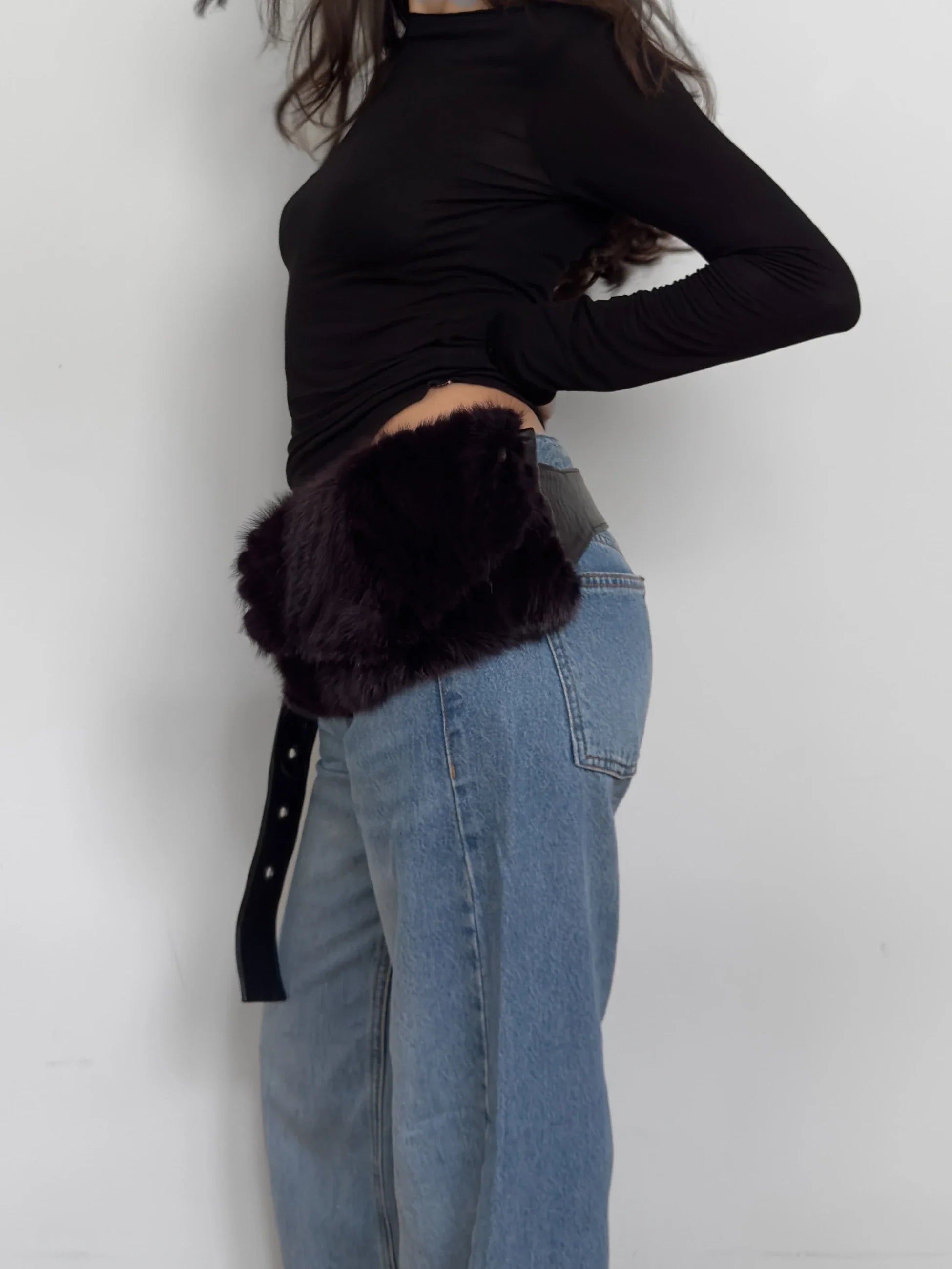 Fur-Trimmed Belted Waist Bag
