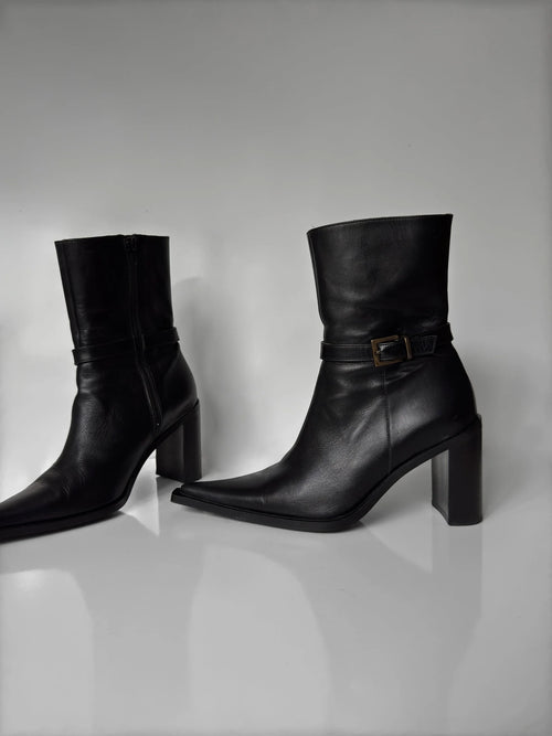 Black Leather Ankle Boot