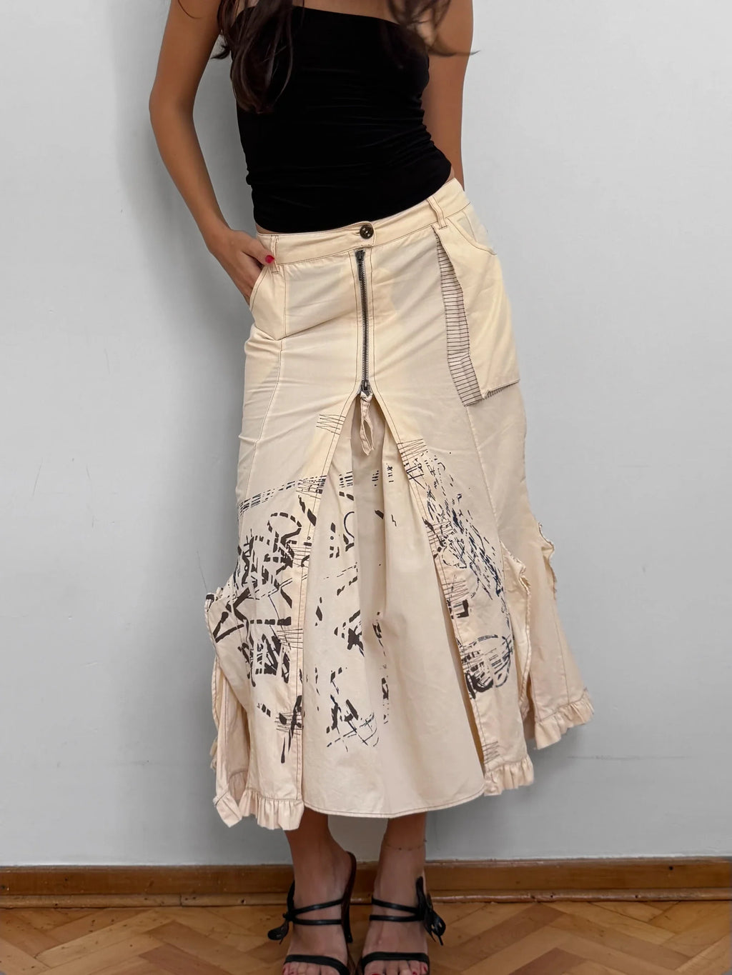 Cream Midi Skirt