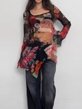 Print Tulle Blouse