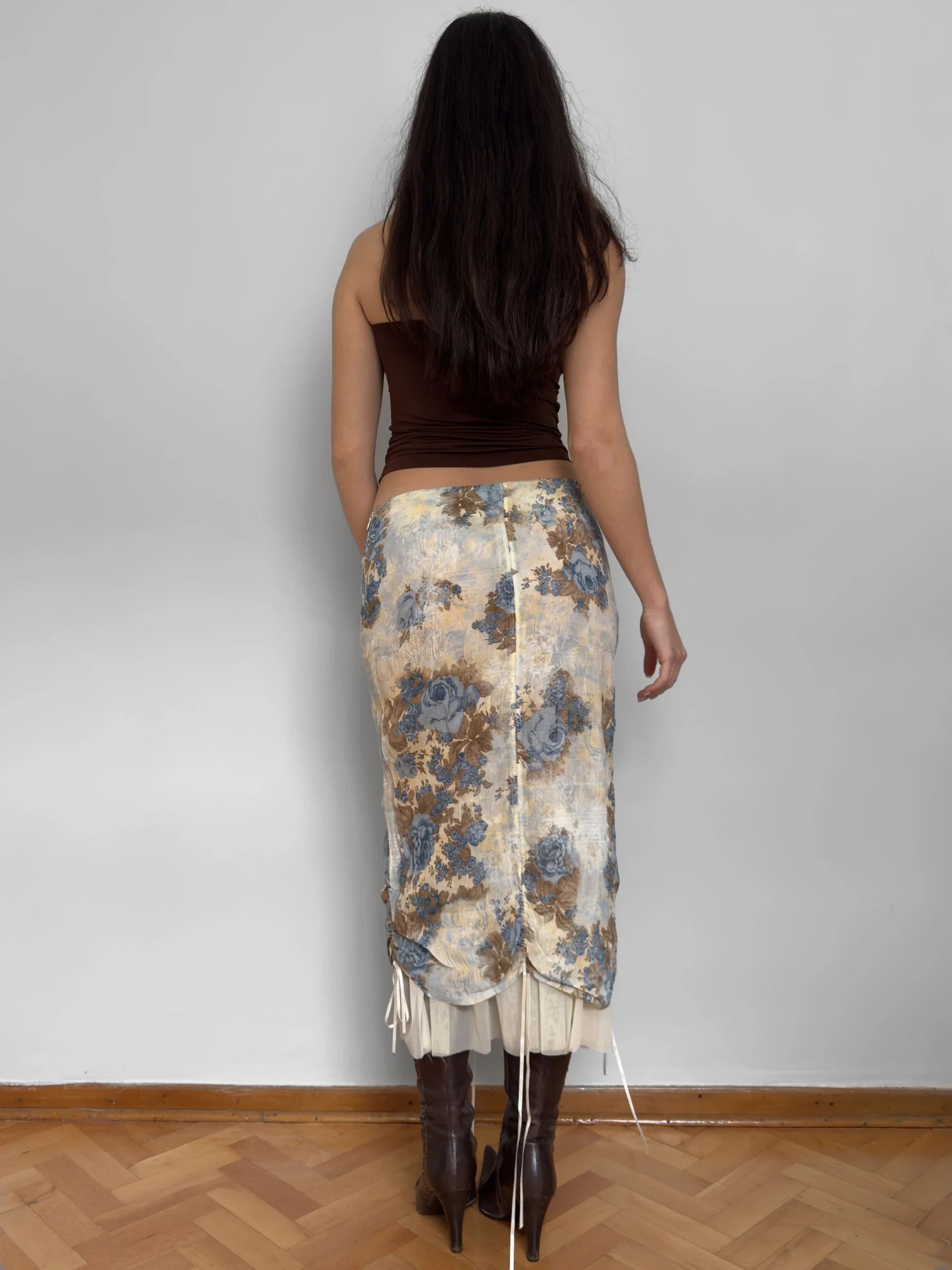 Floral Print Tulle Skirt