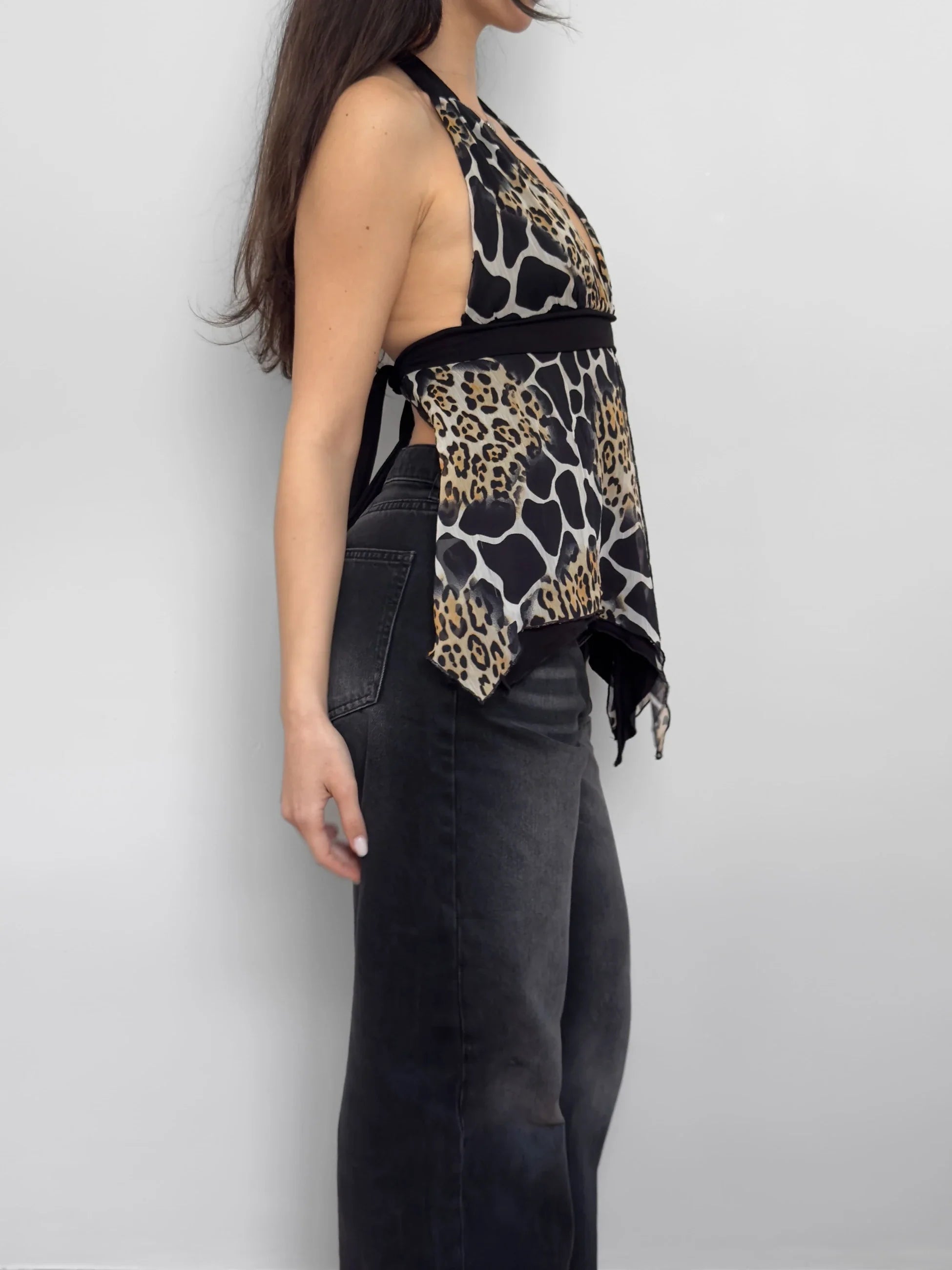 Open Back Chiffon Blouse
