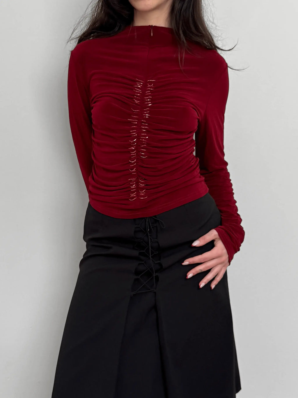 Zipped Jersey Blouse