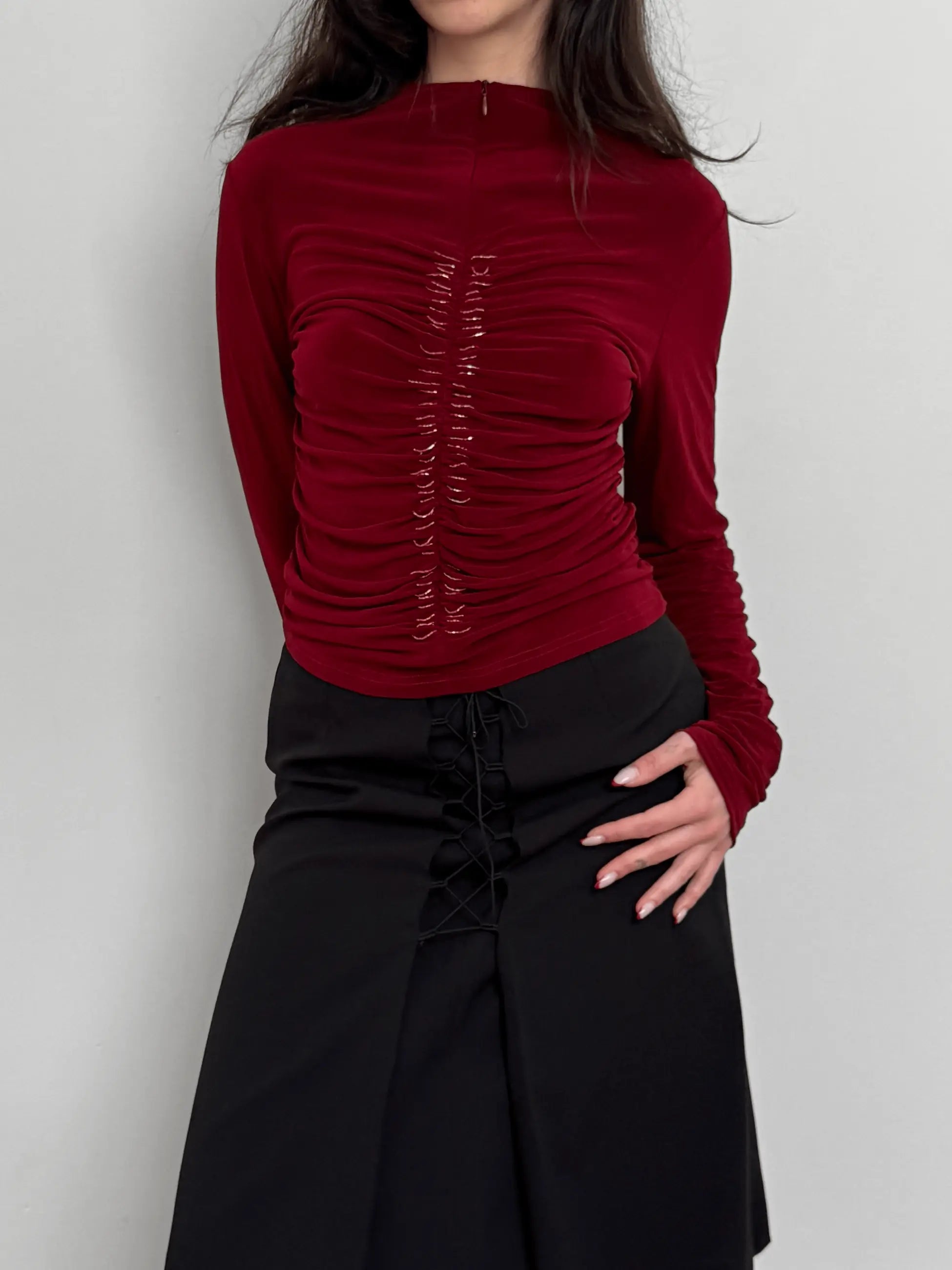 Zipped Jersey Blouse