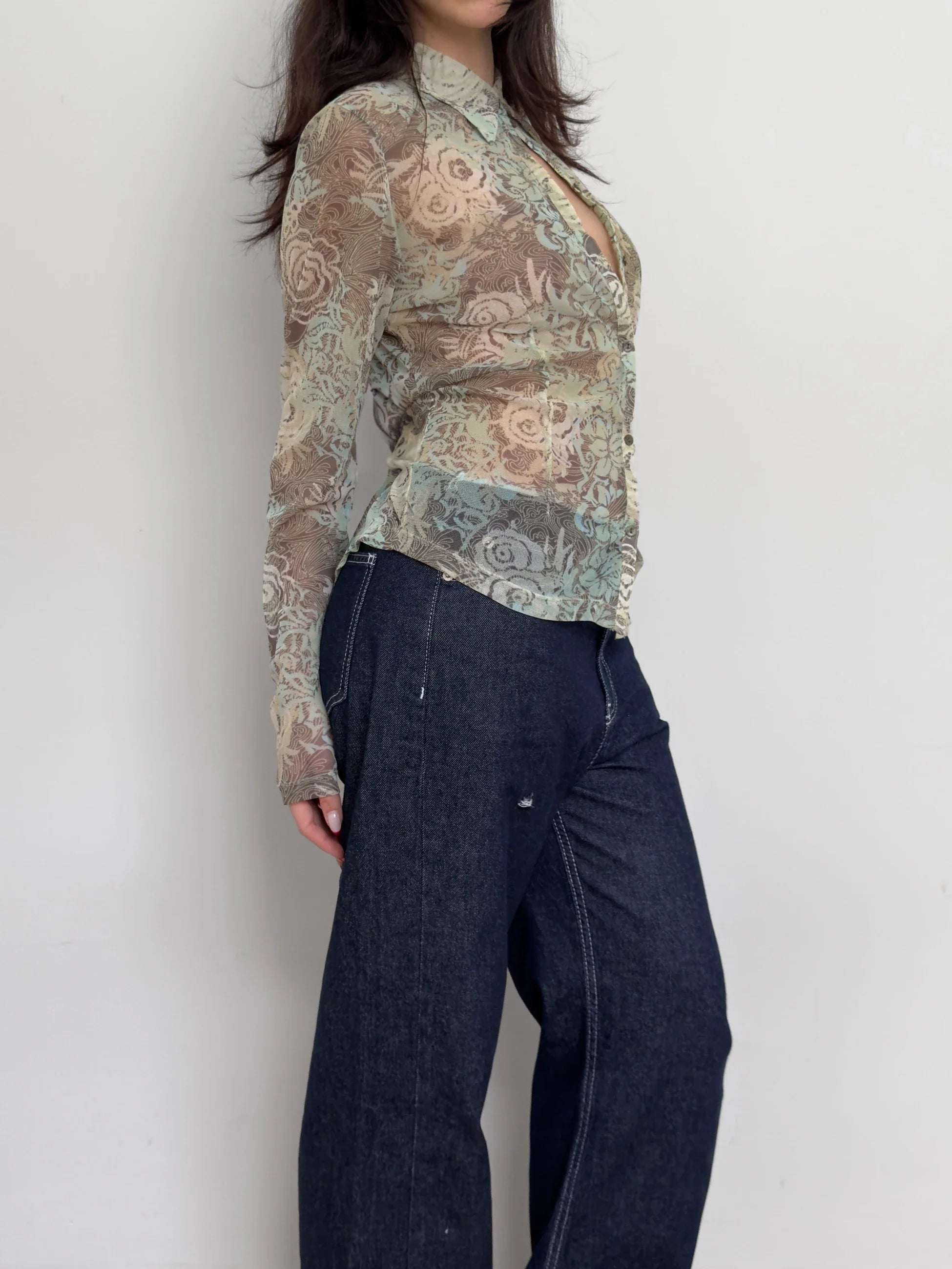 Patterned Tulle Shirt